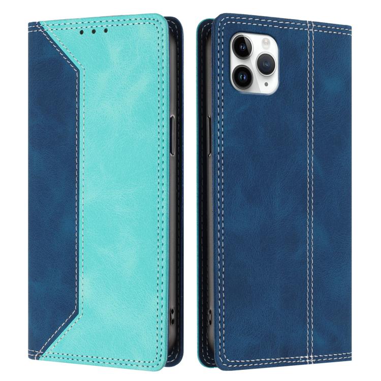 For iPhone 11 Pro Max Skin Feel Two-tone RFID Blocking Vegan Leather Phone Case