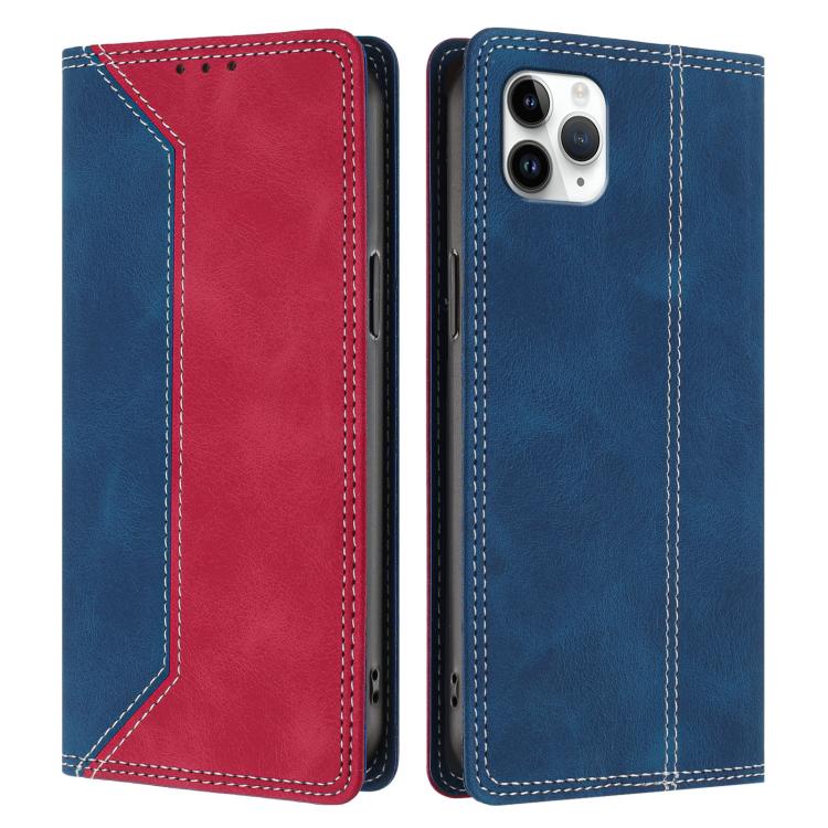 For iPhone 11 Pro Max Skin Feel Two-tone RFID Blocking Vegan Leather Phone Case