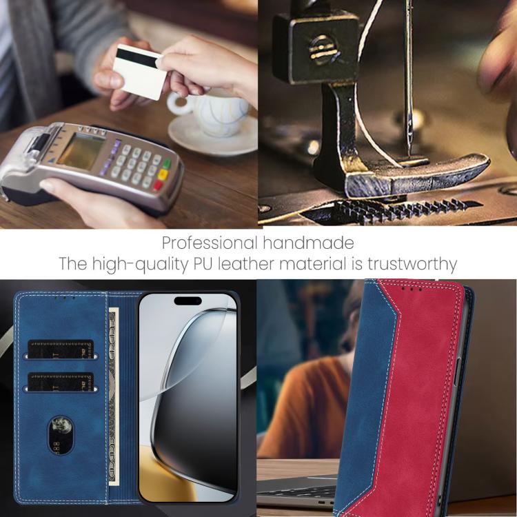 For iPhone 11 Pro Max Skin Feel Two-tone RFID Blocking Vegan Leather Phone Case