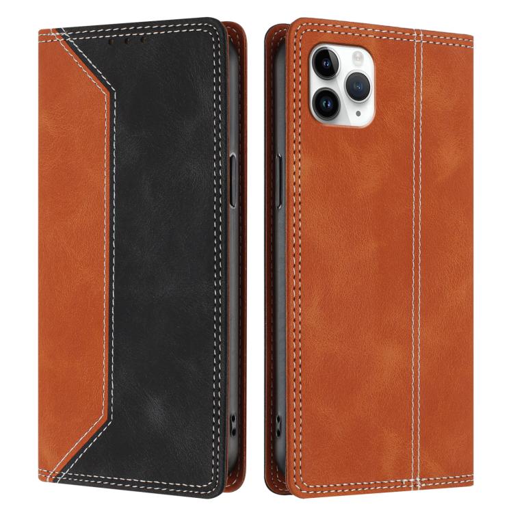 For iPhone 11 Pro Max Skin Feel Two-tone RFID Blocking Vegan Leather Phone Case