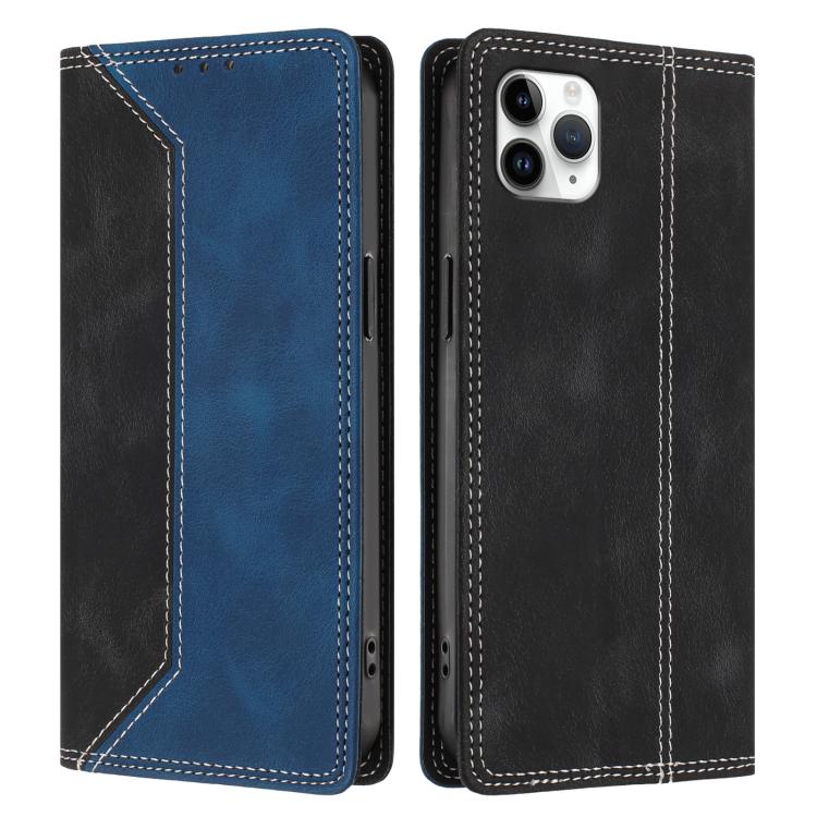 For iPhone 11 Pro Max Skin Feel Two-tone RFID Blocking Vegan Leather Phone Case
