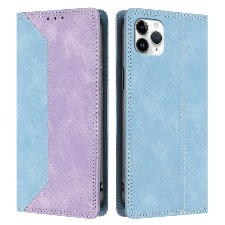 For iPhone 11 Pro Max Skin Feel Two-tone RFID Blocking Vegan Leather Phone Case