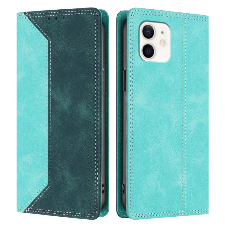 For iPhone 11 Skin Feel Two-tone RFID Blocking Vegan Leather Phone Case