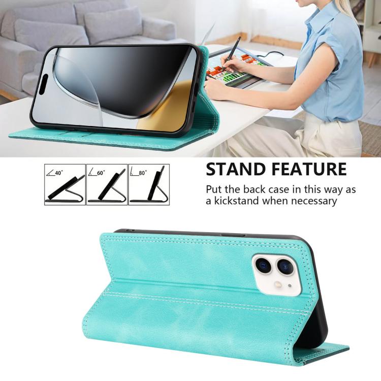 For iPhone 11 Skin Feel Two-tone RFID Blocking Vegan Leather Phone Case