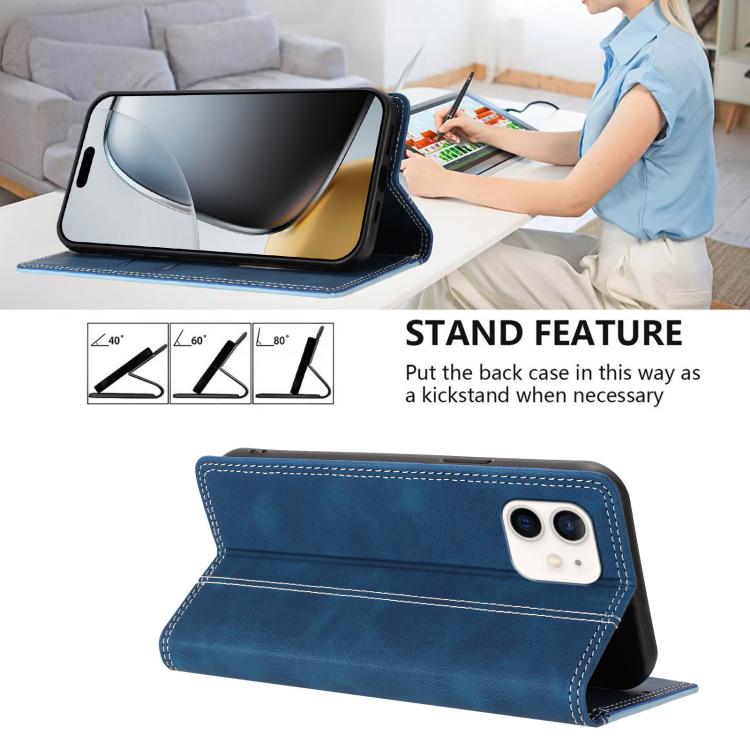 For iPhone 11 Skin Feel Two-tone RFID Blocking Vegan Leather Phone Case