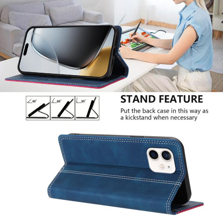 For iPhone 11 Skin Feel Two-tone RFID Blocking Vegan Leather Phone Case