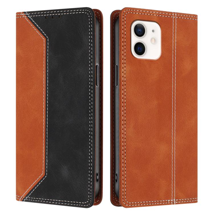 For iPhone 11 Skin Feel Two-tone RFID Blocking Vegan Leather Phone Case