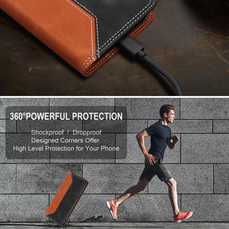 For iPhone 11 Skin Feel Two-tone RFID Blocking Vegan Leather Phone Case