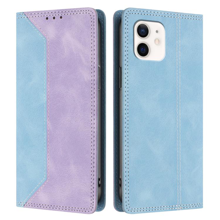 For iPhone 11 Skin Feel Two-tone RFID Blocking Vegan Leather Phone Case