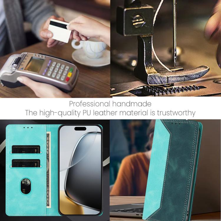 For iPhone 11 Pro Skin Feel Two-tone RFID Blocking Vegan Leather Phone Case
