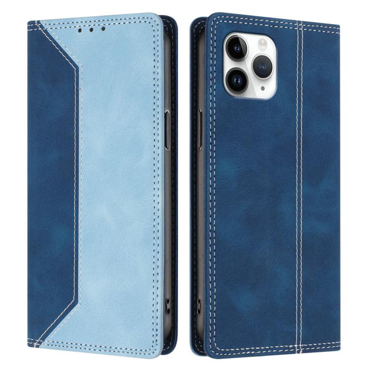 For iPhone 11 Pro Skin Feel Two-tone RFID Blocking Vegan Leather Phone Case