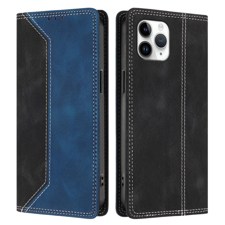 For iPhone 11 Pro Skin Feel Two-tone RFID Blocking Vegan Leather Phone Case