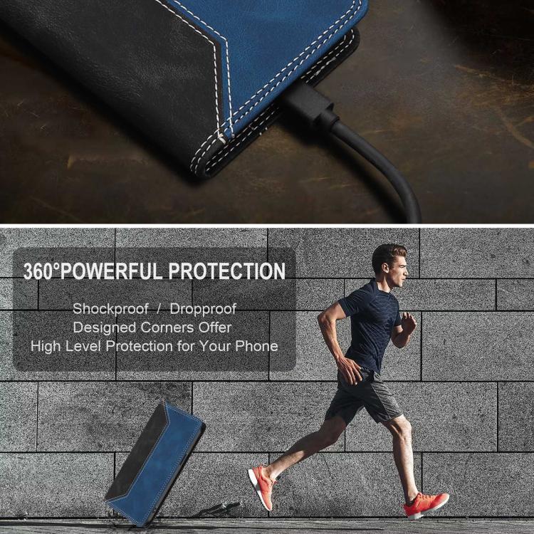 For iPhone 11 Pro Skin Feel Two-tone RFID Blocking Vegan Leather Phone Case