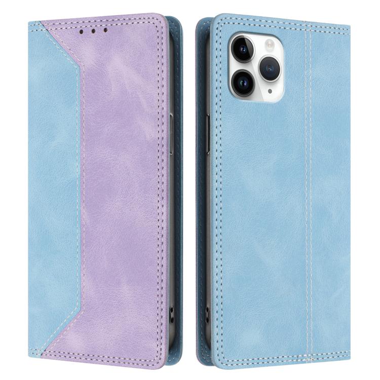 For iPhone 11 Pro Skin Feel Two-tone RFID Blocking Vegan Leather Phone Case