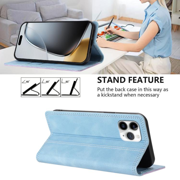 For iPhone 11 Pro Skin Feel Two-tone RFID Blocking Vegan Leather Phone Case