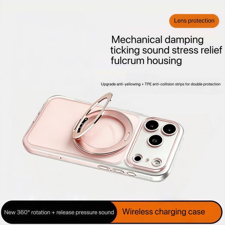 For iPhone 16 Plus Change to 17 Pro Silicone Magnetic Phone Case with 360 Degrees Rotating Holder