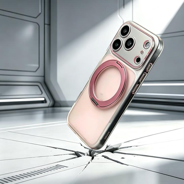 For iPhone 16 Plus Change to 17 Pro Silicone Magnetic Phone Case with 360 Degrees Rotating Holder