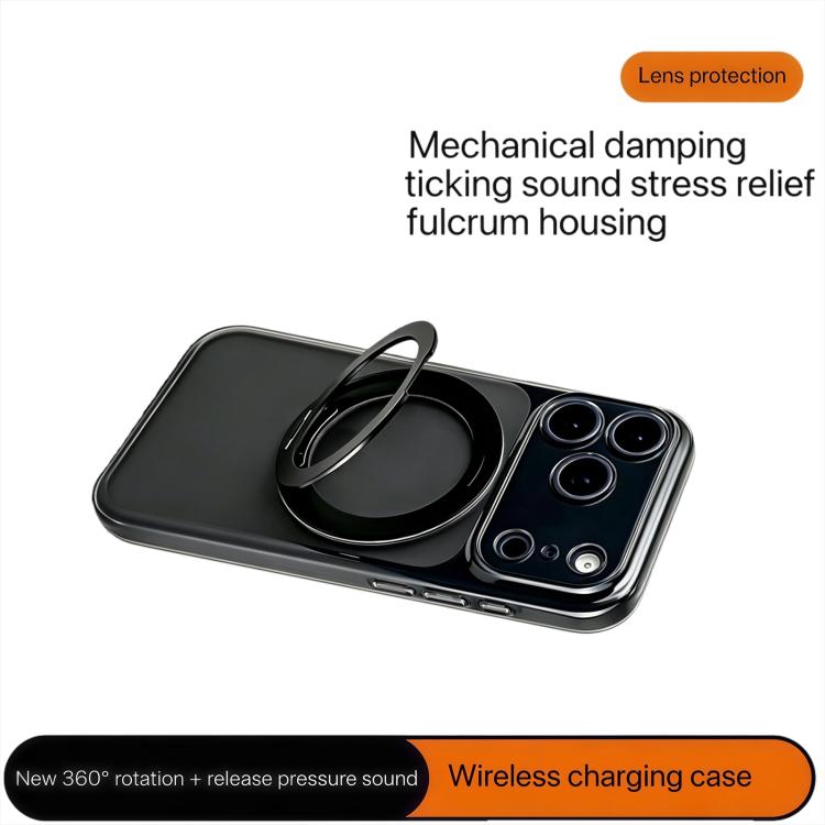 For iPhone 16 Plus Change to 17 Pro Silicone Magnetic Phone Case with 360 Degrees Rotating Holder