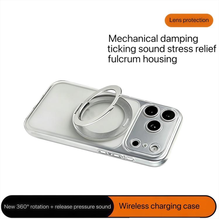 For iPhone 16 Plus Change to 17 Pro Silicone Magnetic Phone Case with 360 Degrees Rotating Holder