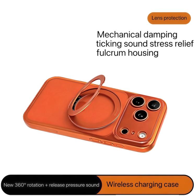 For iPhone 15 Change to 17 Pro Silicone Magnetic Phone Case with 360 Degrees Rotating Holder