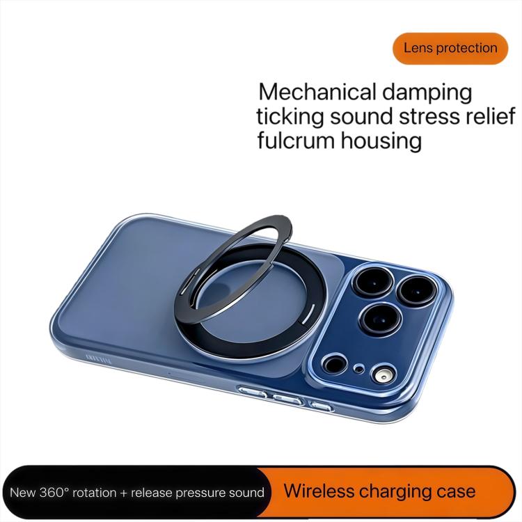 For iPhone 14 Change to 17 Pro Silicone Magnetic Phone Case with 360 Degrees Rotating Holder