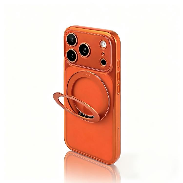 For iPhone 13 Change to 17 Pro Silicone Magnetic Phone Case with 360 Degrees Rotating Holder