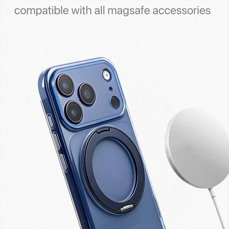 For iPhone 13 Pro Change to 17 Pro Silicone Magnetic Phone Case with 360 Degrees Rotating Holder