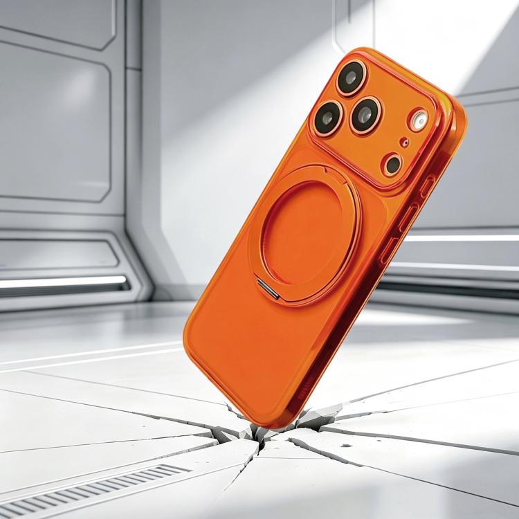 For iPhone 11 Change to 17 Pro Silicone Magnetic Phone Case with 360 Degrees Rotating Holder