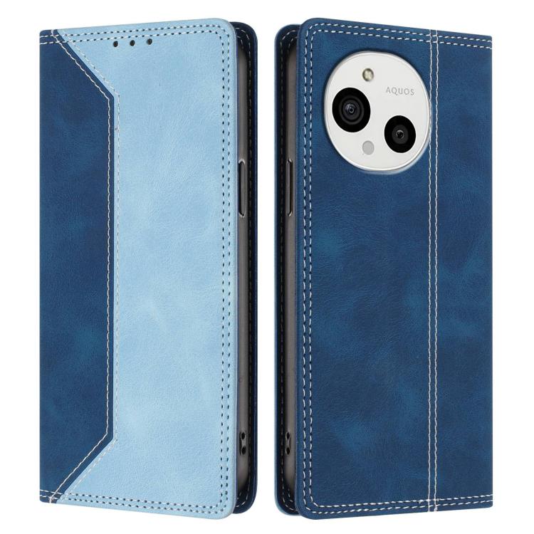 For Sharp Aquos R10 Skin Feel Two-tone RFID Blocking Vegan Leather Phone Case
