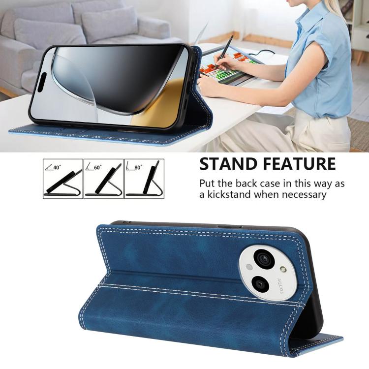 For Sharp Aquos R10 Skin Feel Two-tone RFID Blocking Vegan Leather Phone Case