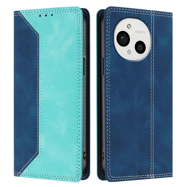 For Sharp Aquos R10 Skin Feel Two-tone RFID Blocking Vegan Leather Phone Case