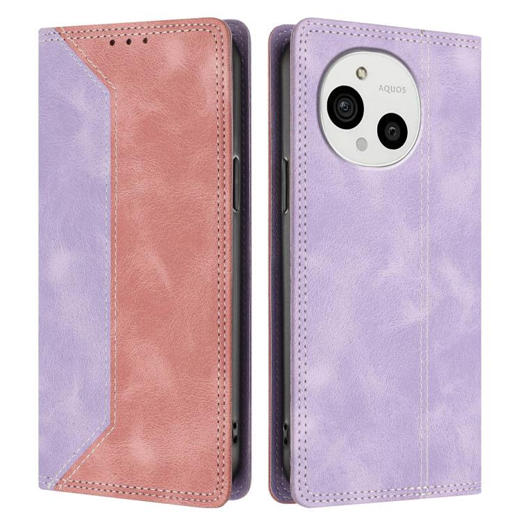 For Sharp Aquos R10 Skin Feel Two-tone RFID Blocking Vegan Leather Phone Case
