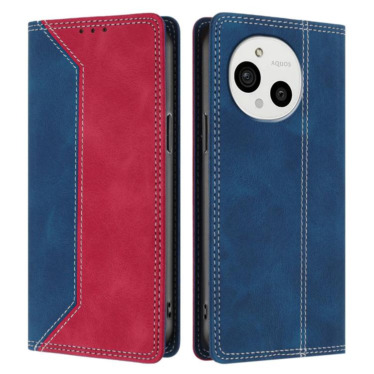 For Sharp Aquos R10 Skin Feel Two-tone RFID Blocking Vegan Leather Phone Case