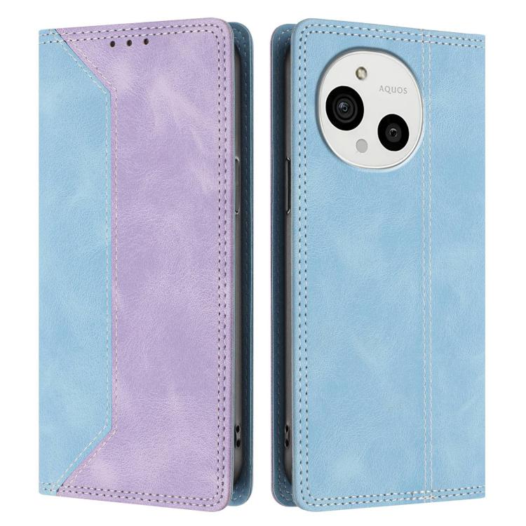 For Sharp Aquos R10 Skin Feel Two-tone RFID Blocking Vegan Leather Phone Case
