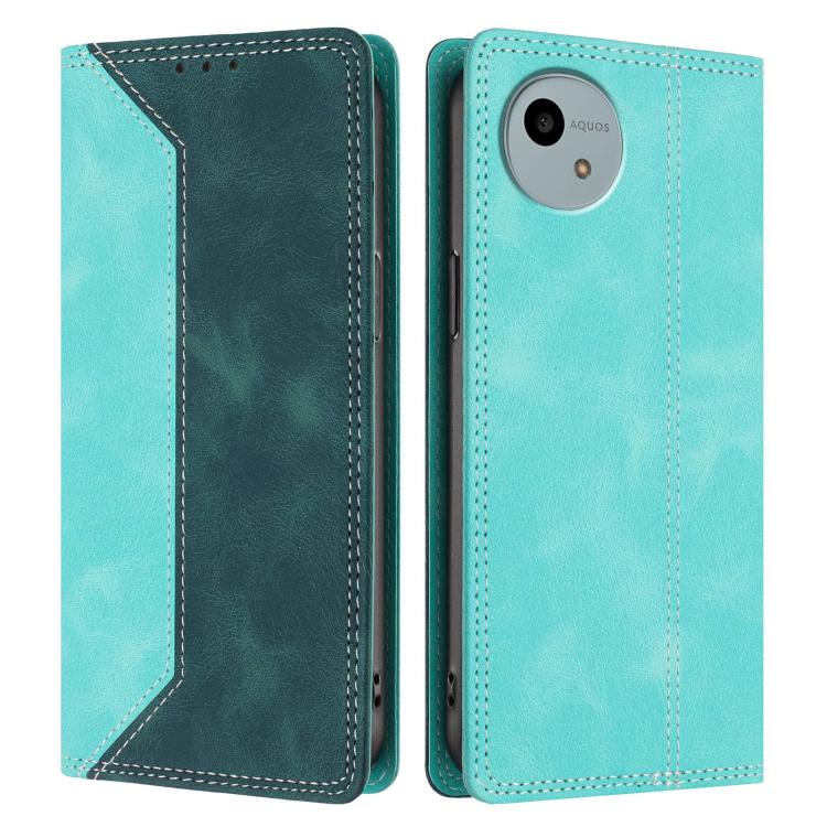 For Sharp Aquos wish6 Skin Feel Two-tone RFID Blocking Vegan Leather Phone Case