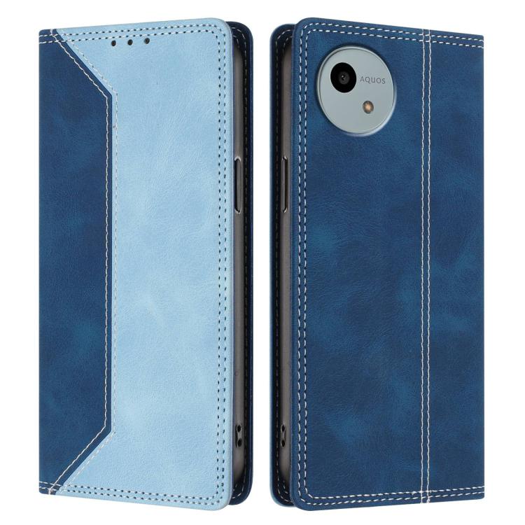 For Sharp Aquos wish6 Skin Feel Two-tone RFID Blocking Vegan Leather Phone Case