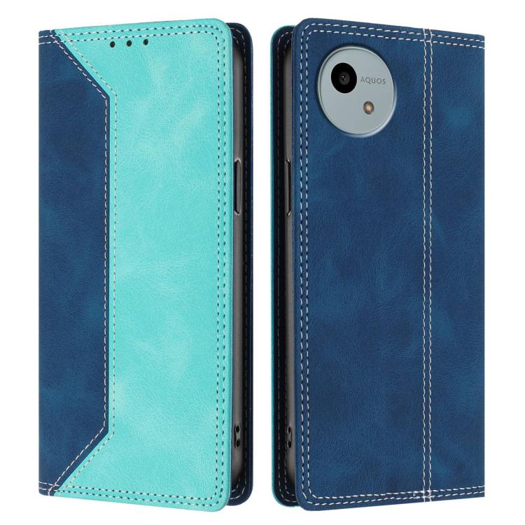 For Sharp Aquos wish6 Skin Feel Two-tone RFID Blocking Vegan Leather Phone Case