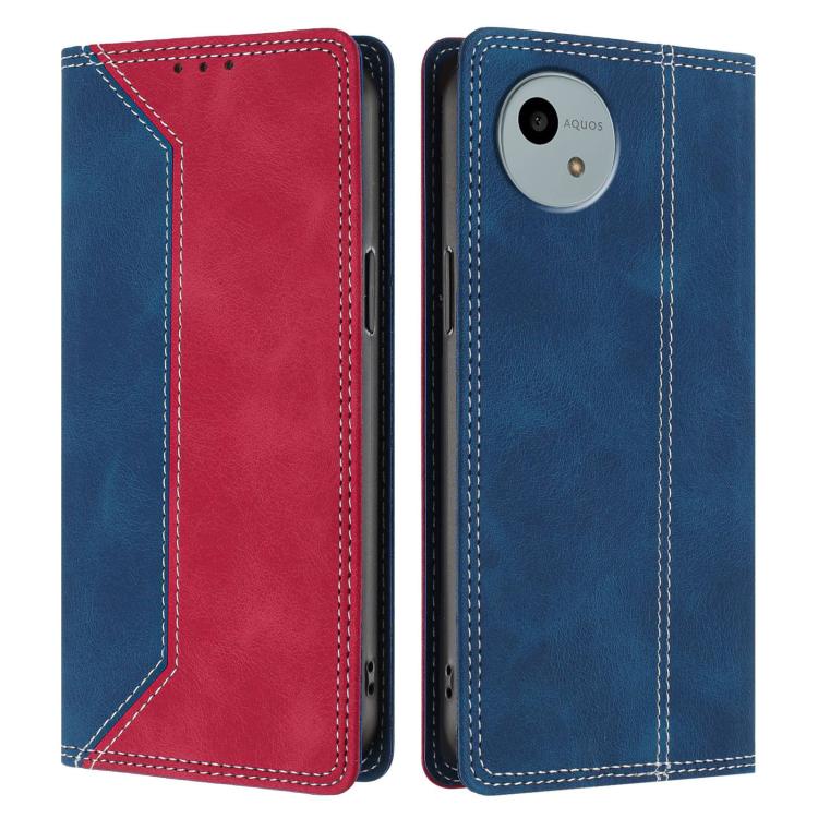 For Sharp Aquos wish6 Skin Feel Two-tone RFID Blocking Vegan Leather Phone Case
