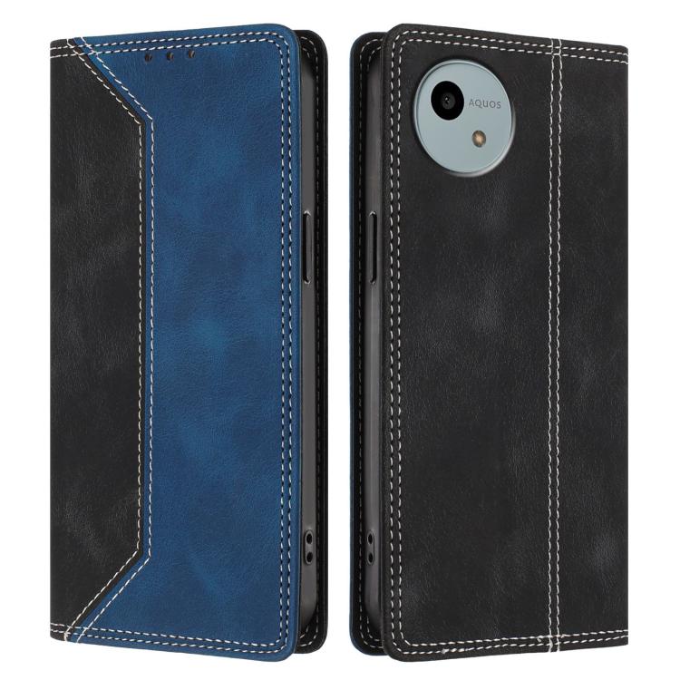 For Sharp Aquos wish6 Skin Feel Two-tone RFID Blocking Vegan Leather Phone Case