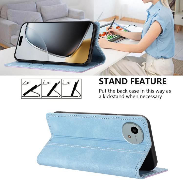 For Sharp Aquos wish6 Skin Feel Two-tone RFID Blocking Vegan Leather Phone Case