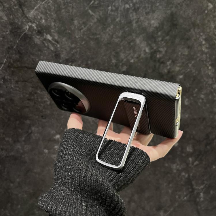 For Huawei Mate X6 Kevlar Pattern Fold Holder Shockproof Phone Case - Black