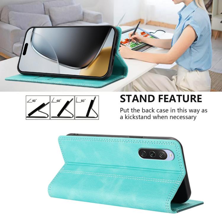 For Sony Xperia 10 V Skin Feel Two-tone RFID Blocking Vegan Leather Phone Case