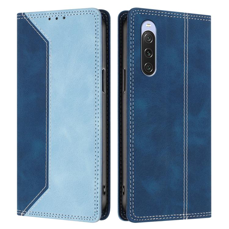 For Sony Xperia 10 V Skin Feel Two-tone RFID Blocking Vegan Leather Phone Case