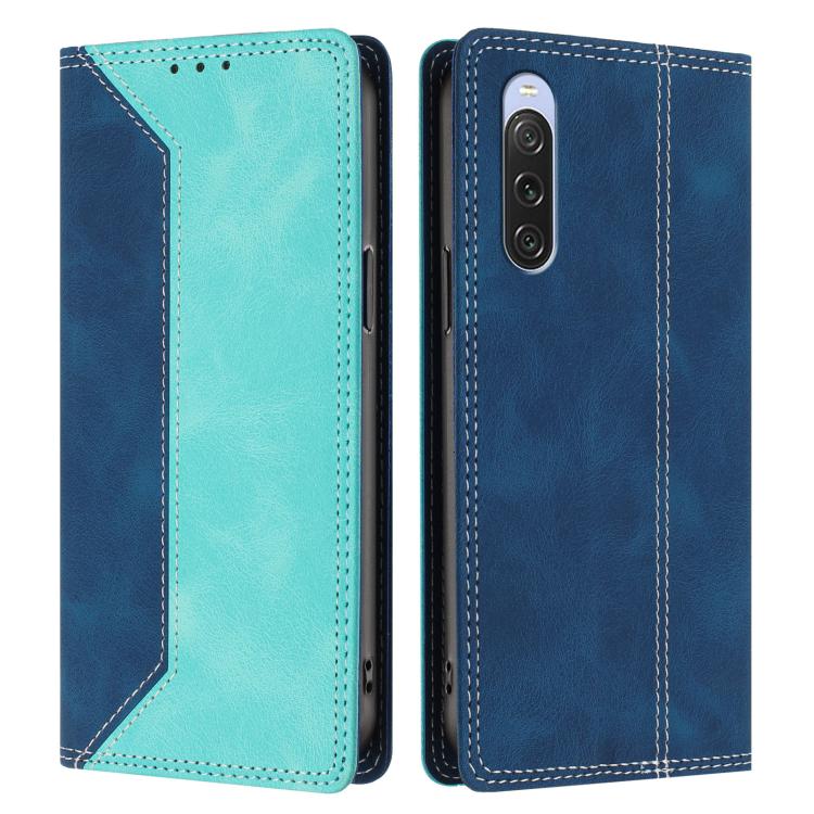 For Sony Xperia 10 V Skin Feel Two-tone RFID Blocking Vegan Leather Phone Case