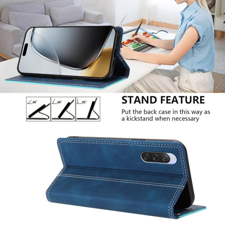 For Sony Xperia 10 V Skin Feel Two-tone RFID Blocking Vegan Leather Phone Case