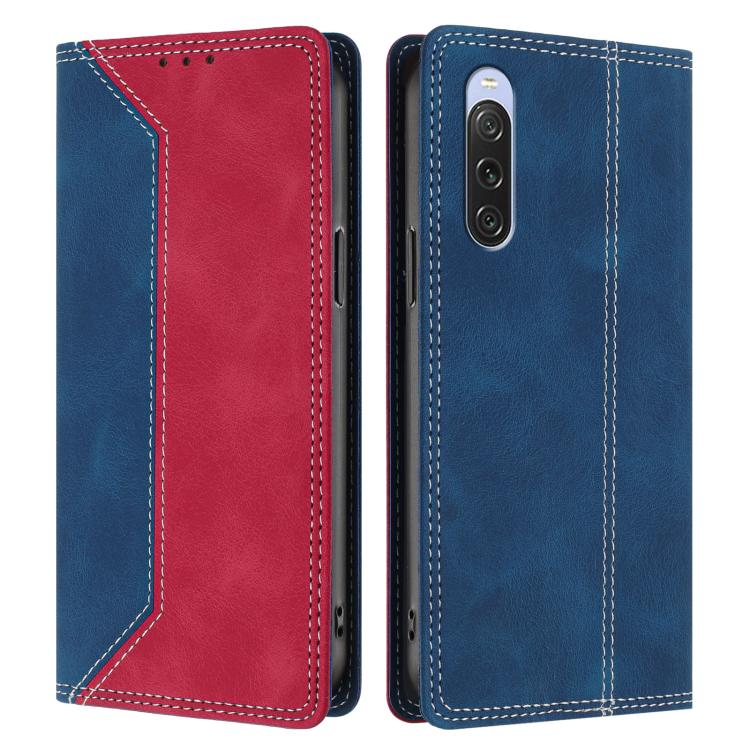 For Sony Xperia 10 V Skin Feel Two-tone RFID Blocking Vegan Leather Phone Case