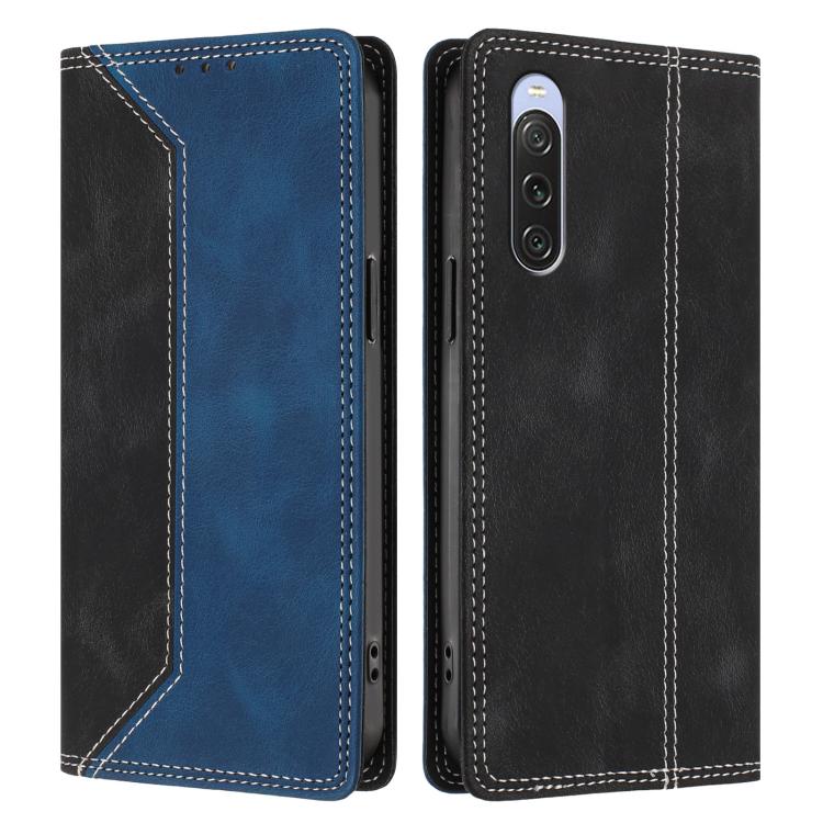 For Sony Xperia 10 V Skin Feel Two-tone RFID Blocking Vegan Leather Phone Case