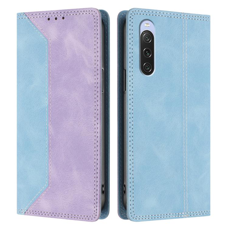 For Sony Xperia 10 V Skin Feel Two-tone RFID Blocking Vegan Leather Phone Case
