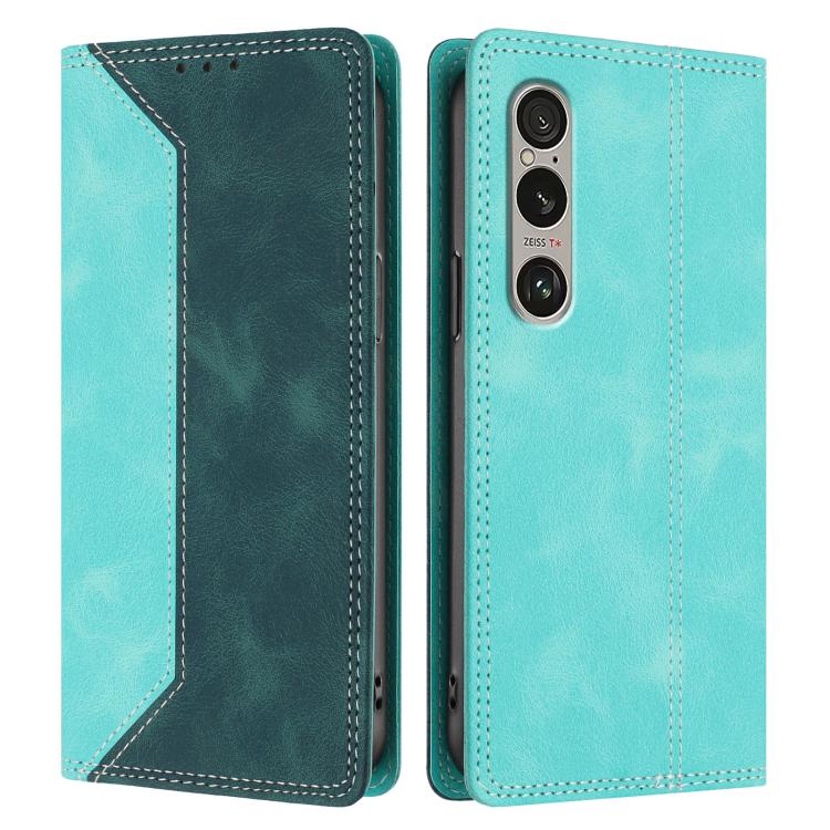 For Sony Xperia 1 VI Skin Feel Two-tone RFID Blocking Vegan Leather Phone Case