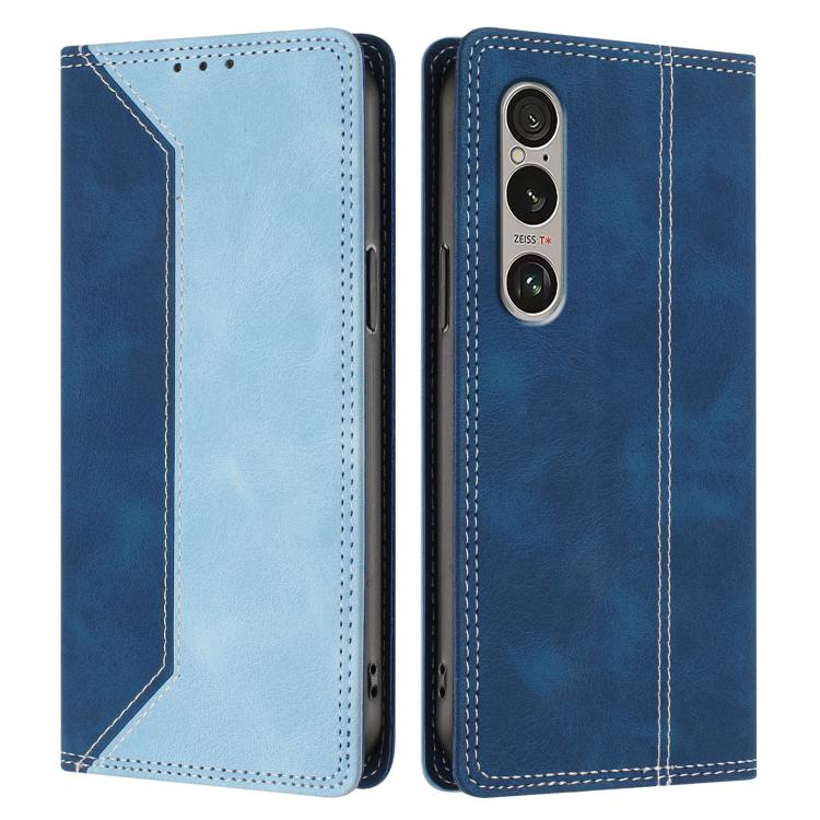 For Sony Xperia 1 VI Skin Feel Two-tone RFID Blocking Vegan Leather Phone Case